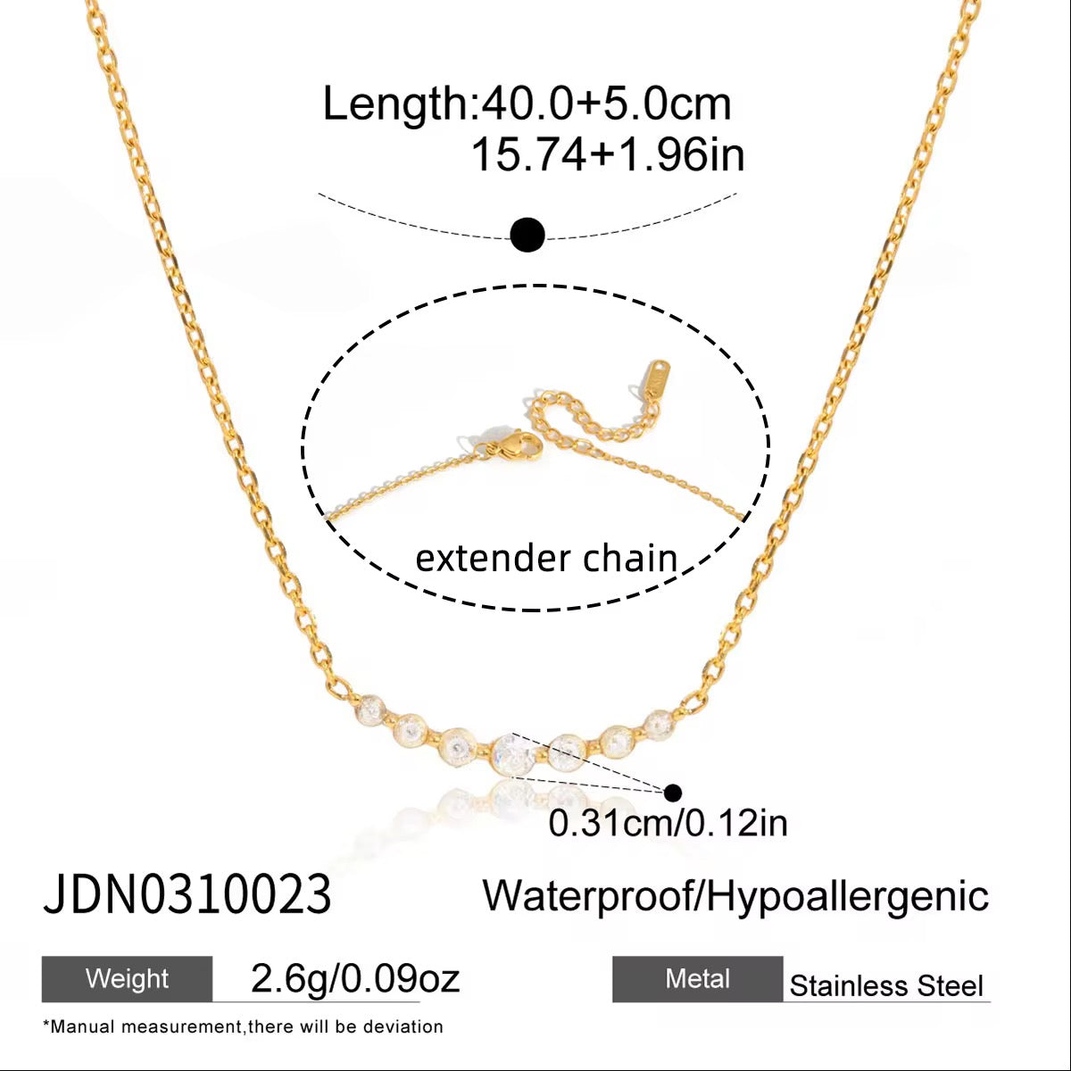 Gold Crystal Bar Necklace – Dainty Minimalist Necklace | Deligenza Jewellery