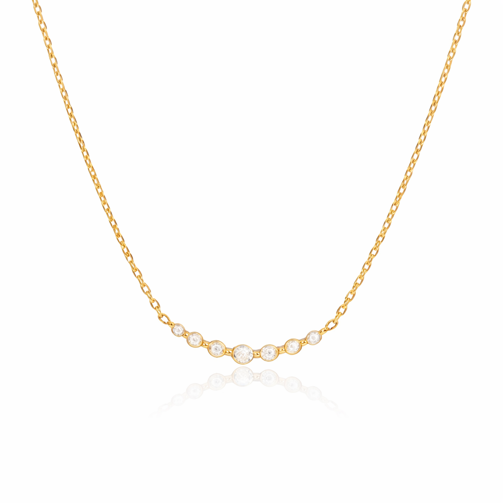 Gold Crystal Bar Necklace – Dainty Minimalist Necklace | Deligenza Jewellery