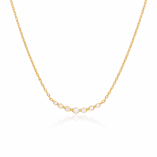 Gold Crystal Bar Necklace – Dainty Minimalist Necklace | Deligenza Jewellery