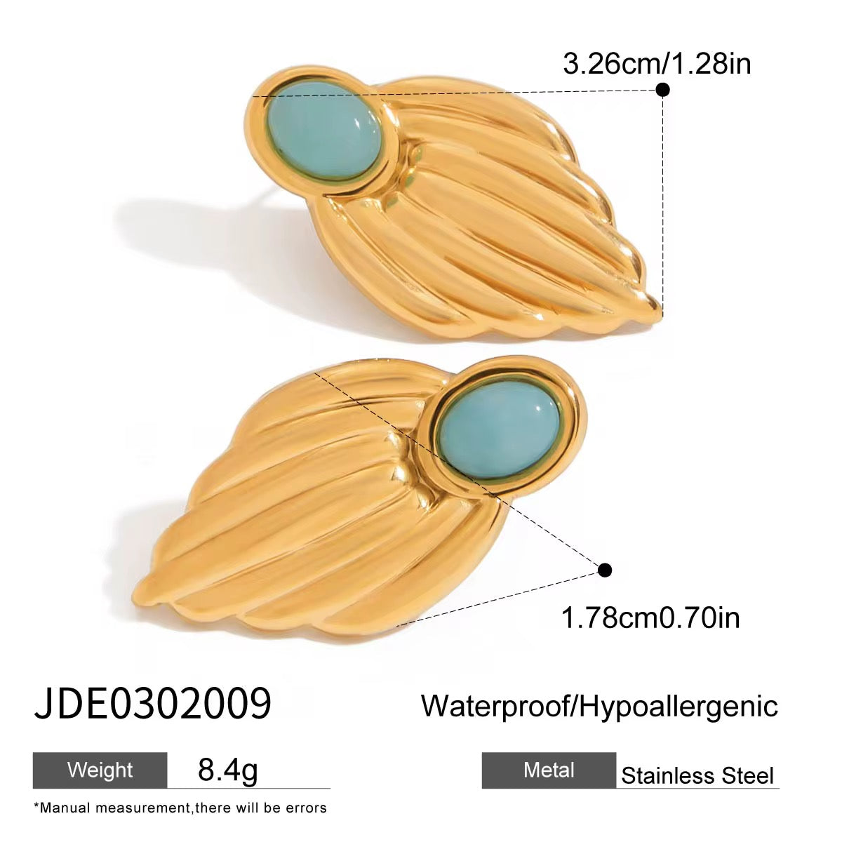 Turquoise Wing Earrings – 18K Gold PVD Stainless Steel Statement Stud Earrings
