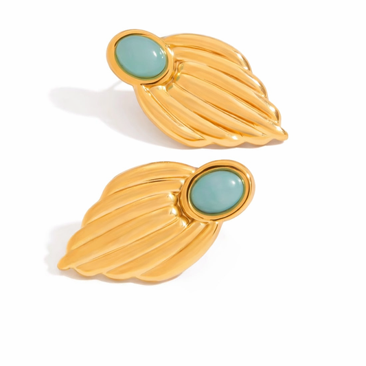 Turquoise Wing Earrings – 18K Gold PVD Stainless Steel Statement Stud Earrings