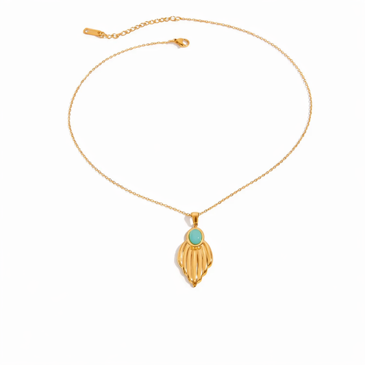 Deligenza Turquoise Wing Pendant Necklace – 18K Gold PVD Stainless Steel Necklace