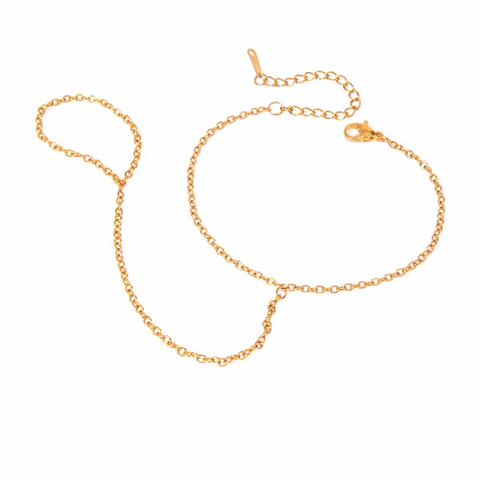 Gold Adjustable Hand Chain Bracelet – Waterproof Stainless Steel Hand Harness