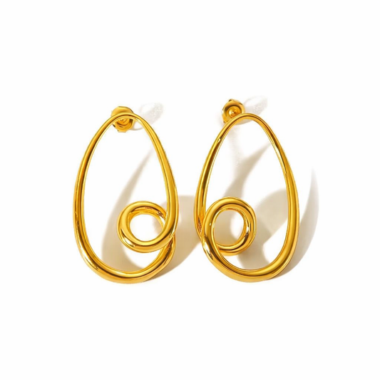 Sculpted Teardrop Loop Earrings – 18K PVD Gold Plated Statement Earrings