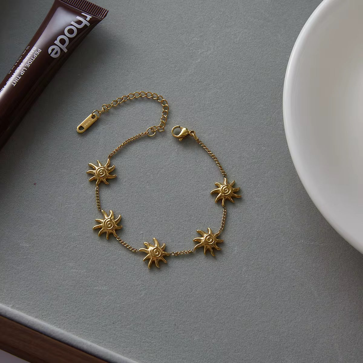 Sun Charm Bracelet – 18K PVD Gold Plated Stainless Steel Waterproof Bracelet