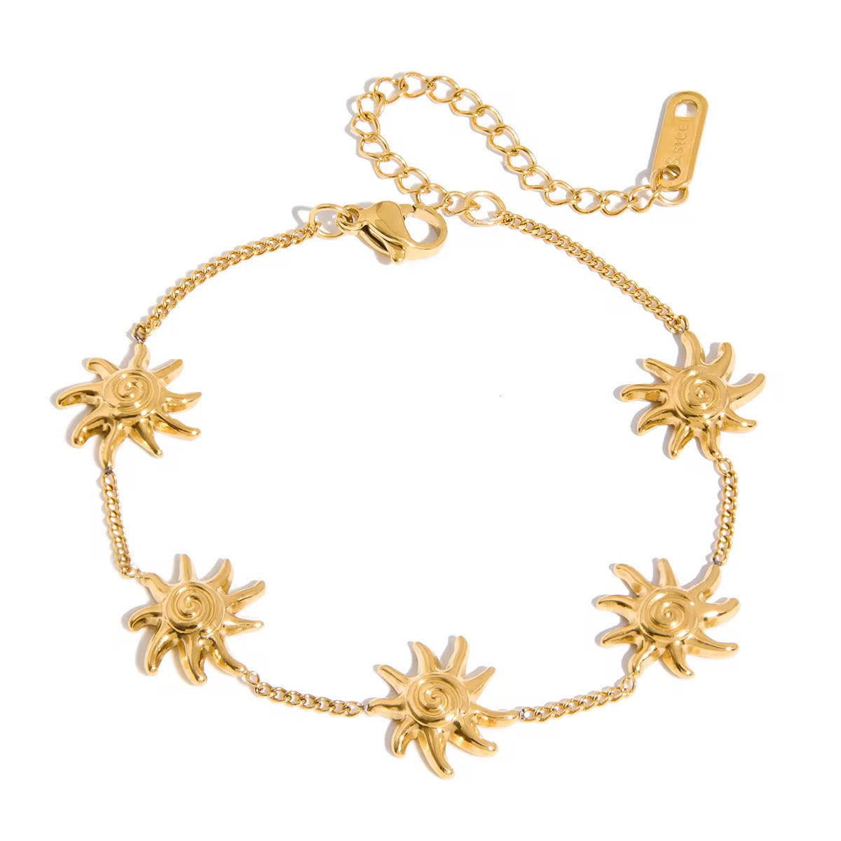 Sun Charm Bracelet – 18K PVD Gold Plated Stainless Steel Waterproof Bracelet