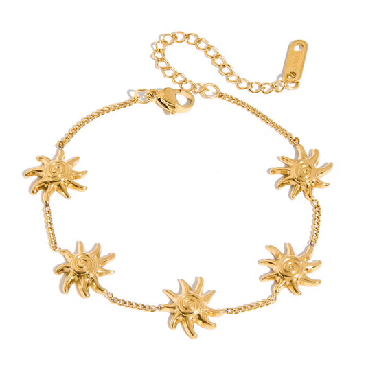 Sun Charm Bracelet – 18K PVD Gold Plated Stainless Steel Waterproof Bracelet