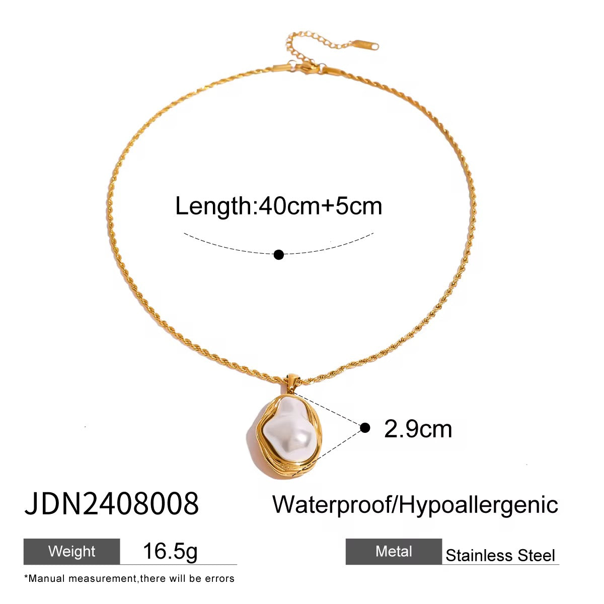 Gold Baroque Pearl Necklace