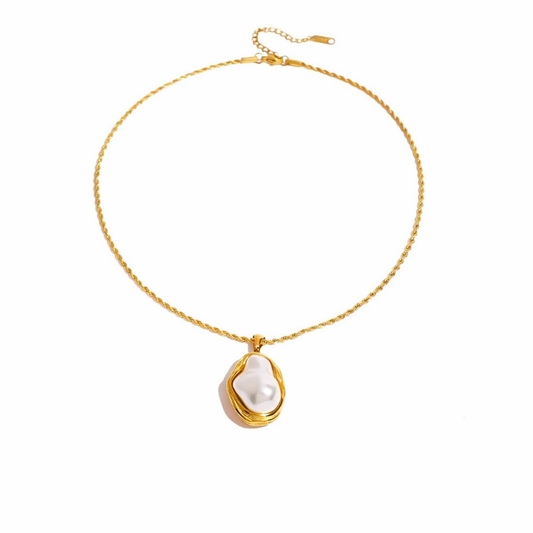 Gold Baroque Pearl Necklace