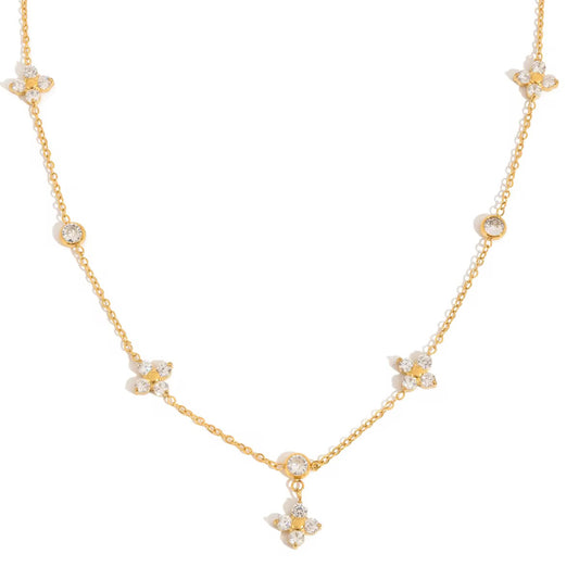 Four Leaf Clover 18k PVD Gold Necklace – Lucky CZ Pendant Necklace