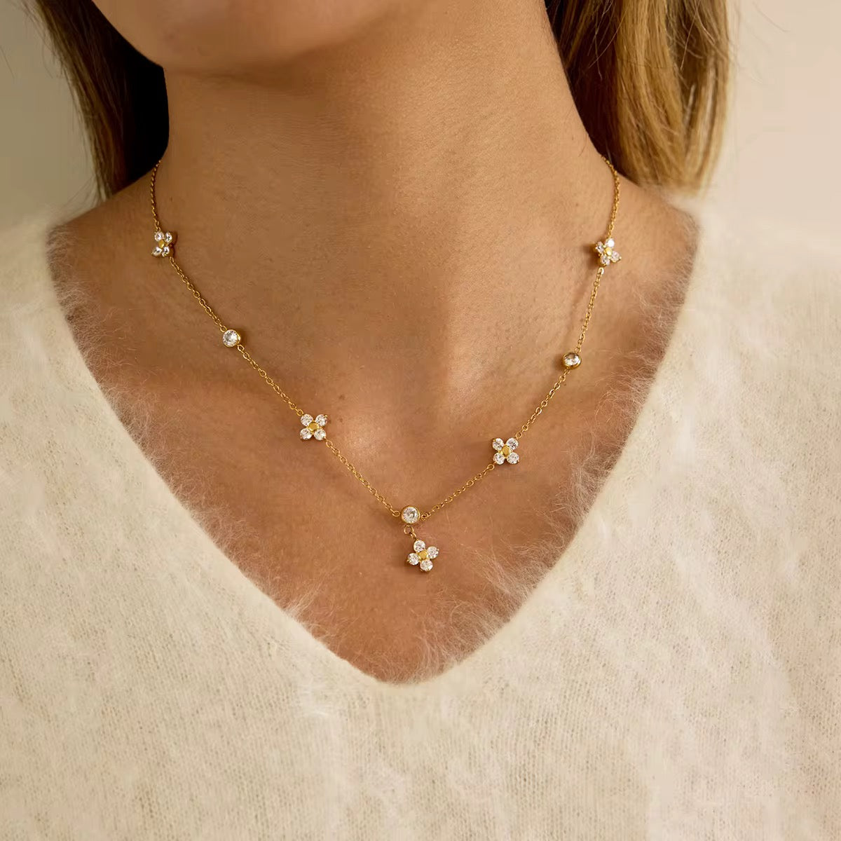 Four Leaf Clover 18k PVD Gold Necklace