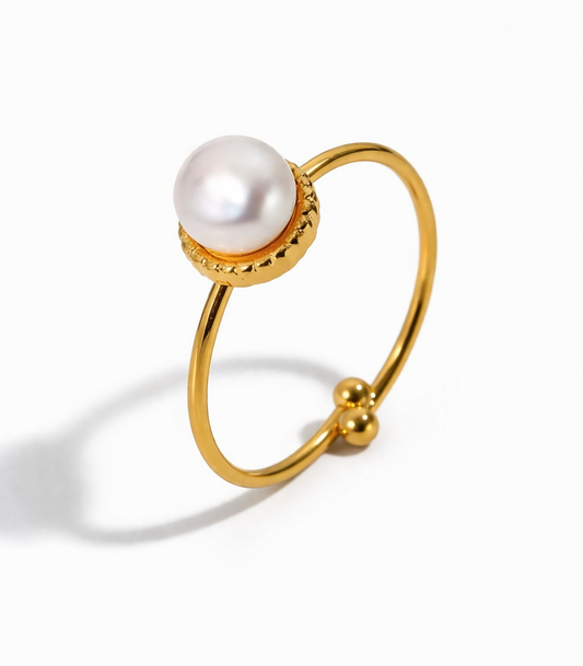 Pearl Bezel Open Ring