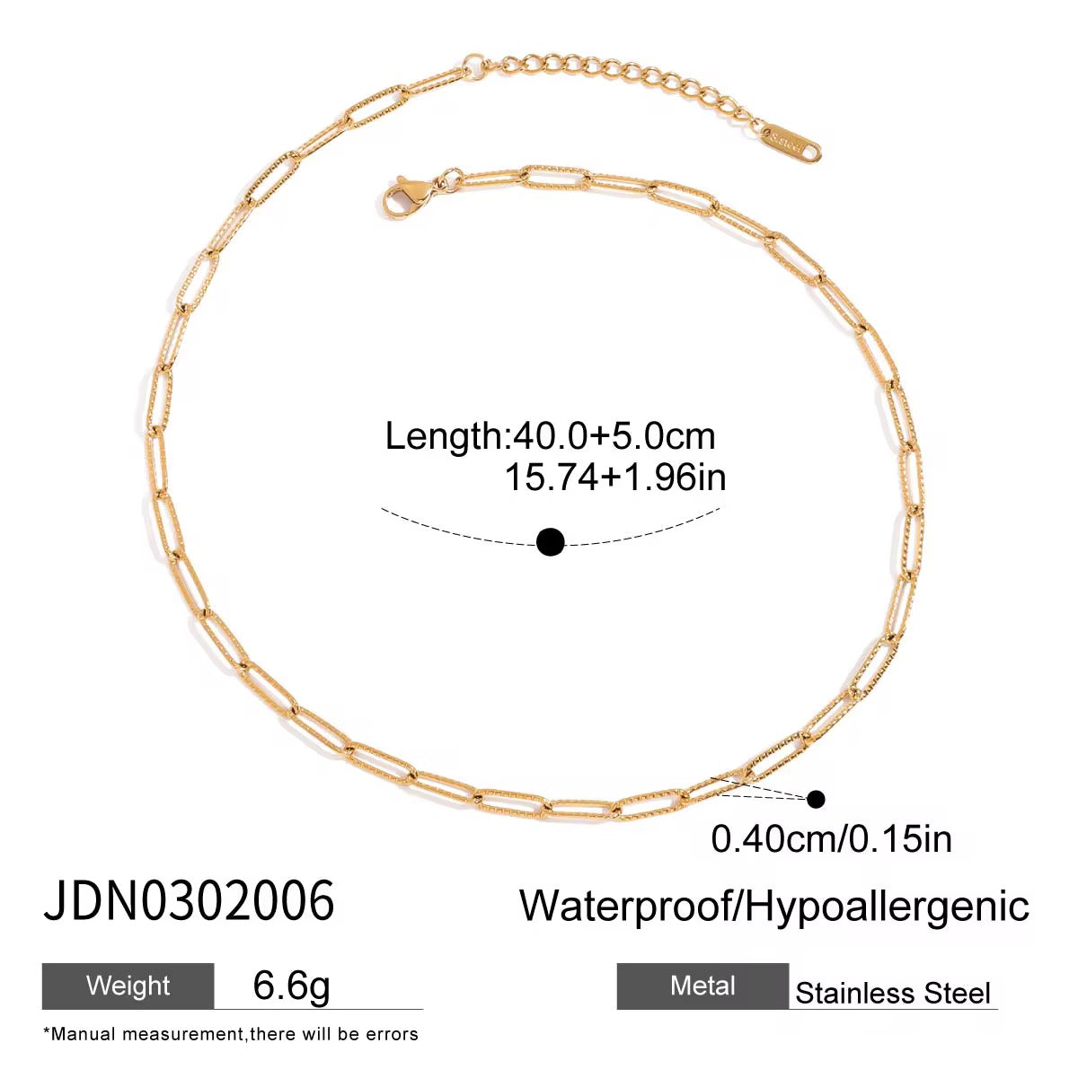 18K PVD Gold Paperclip Chain Necklace