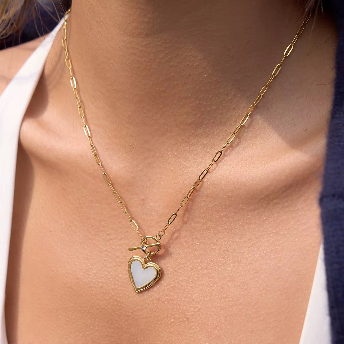 Gold Heart Toggle Necklace