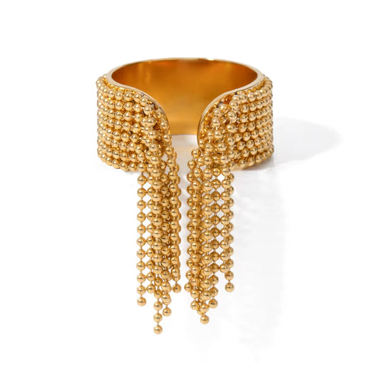 18k PVD Gold Tassel Statement Ring