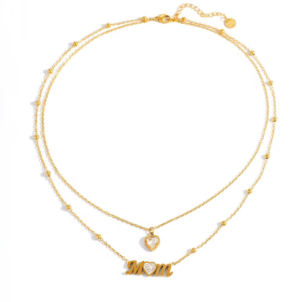 Mom Heart Layered Necklace