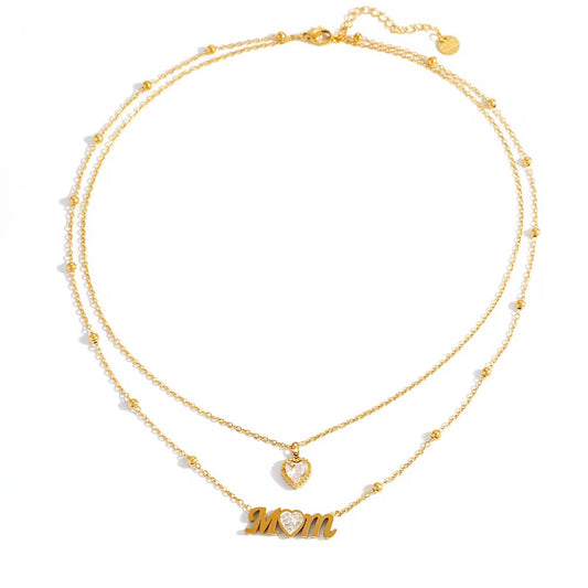 Mom Heart Layered Necklace