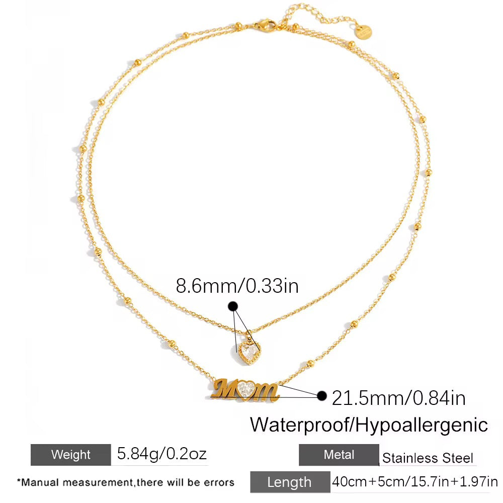 Mom Heart Layered Necklace