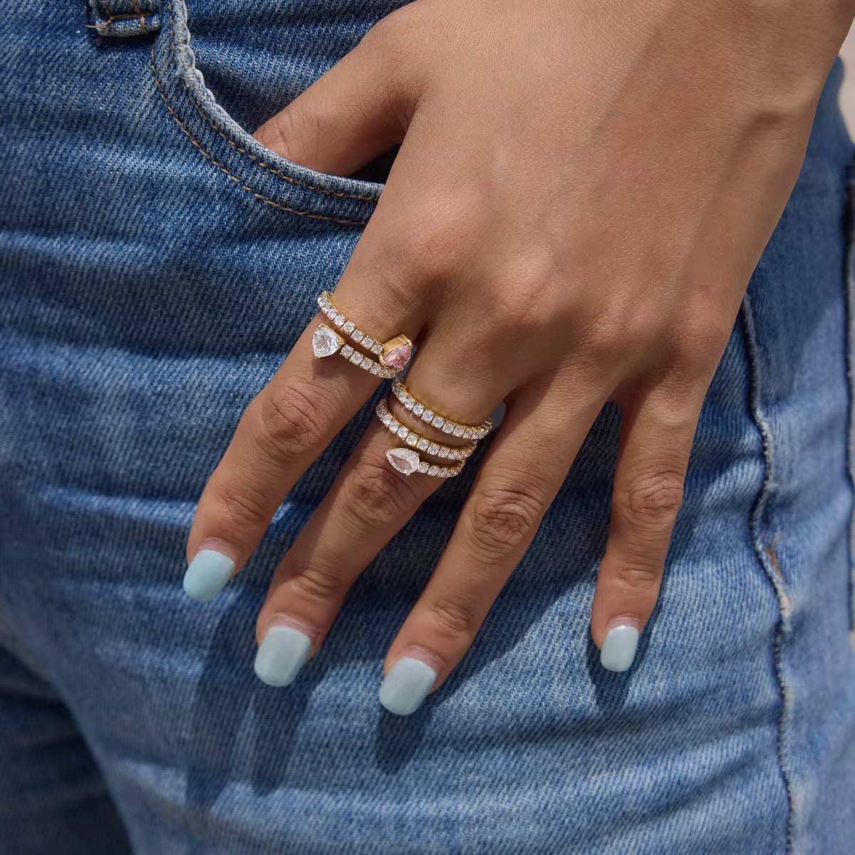 Seraphina & Rosalie Crystal Wrap Ring Set