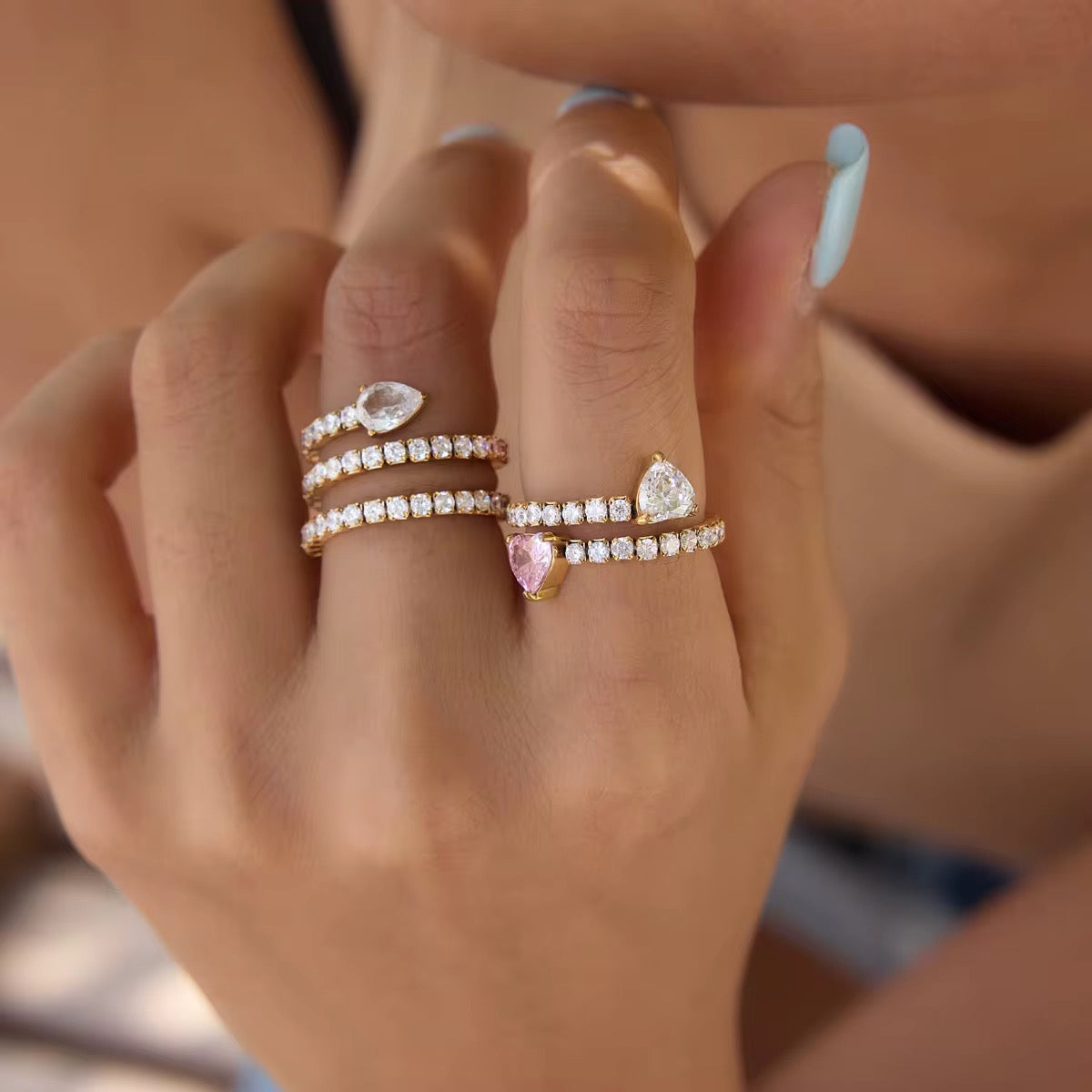 Seraphina & Rosalie Crystal Wrap Ring Set