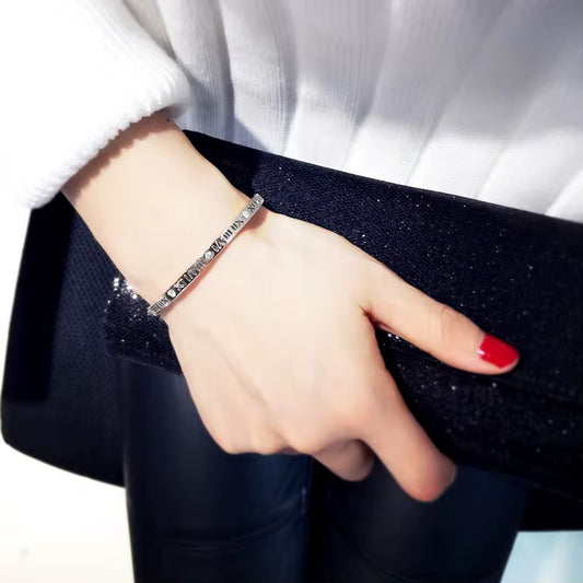 Roman Glow Rhinestone Silver Bangle